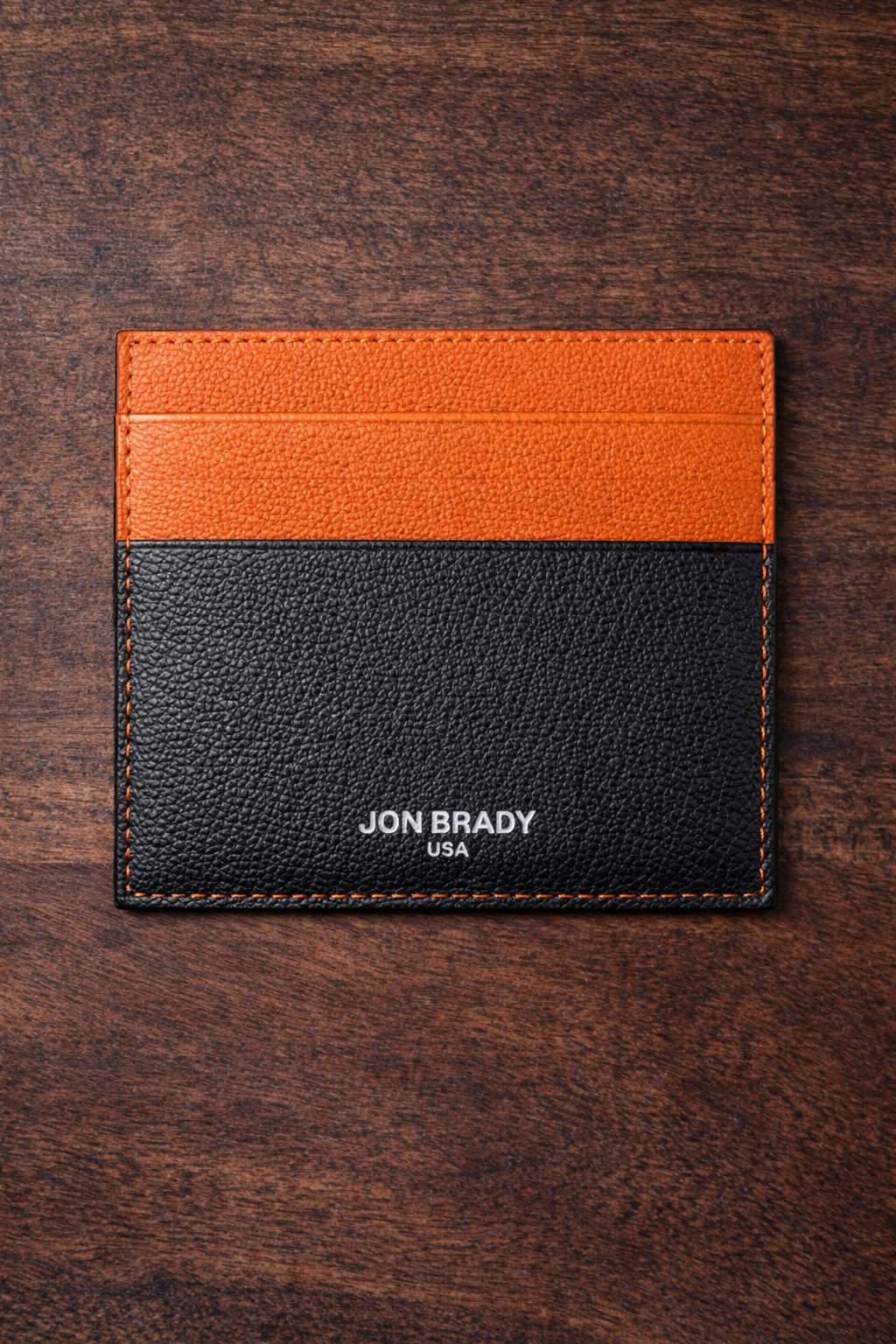 Custom Cardholder Black Epsom/Orange Chèvre