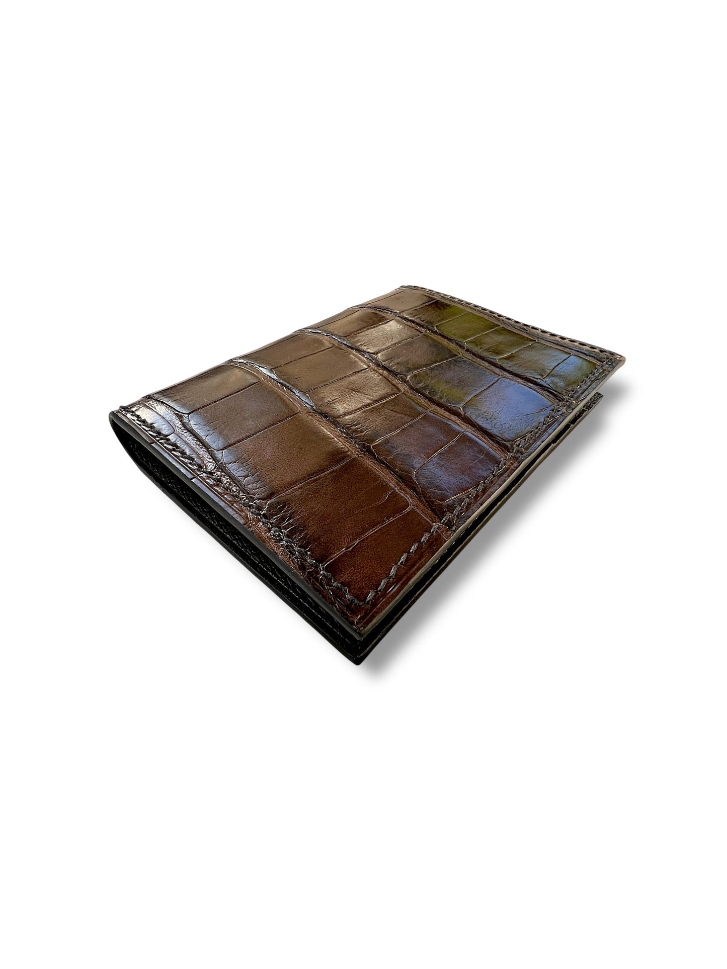 Camden wallet in alligator with chèvre interior, handcrafted by Jon Brady USA.