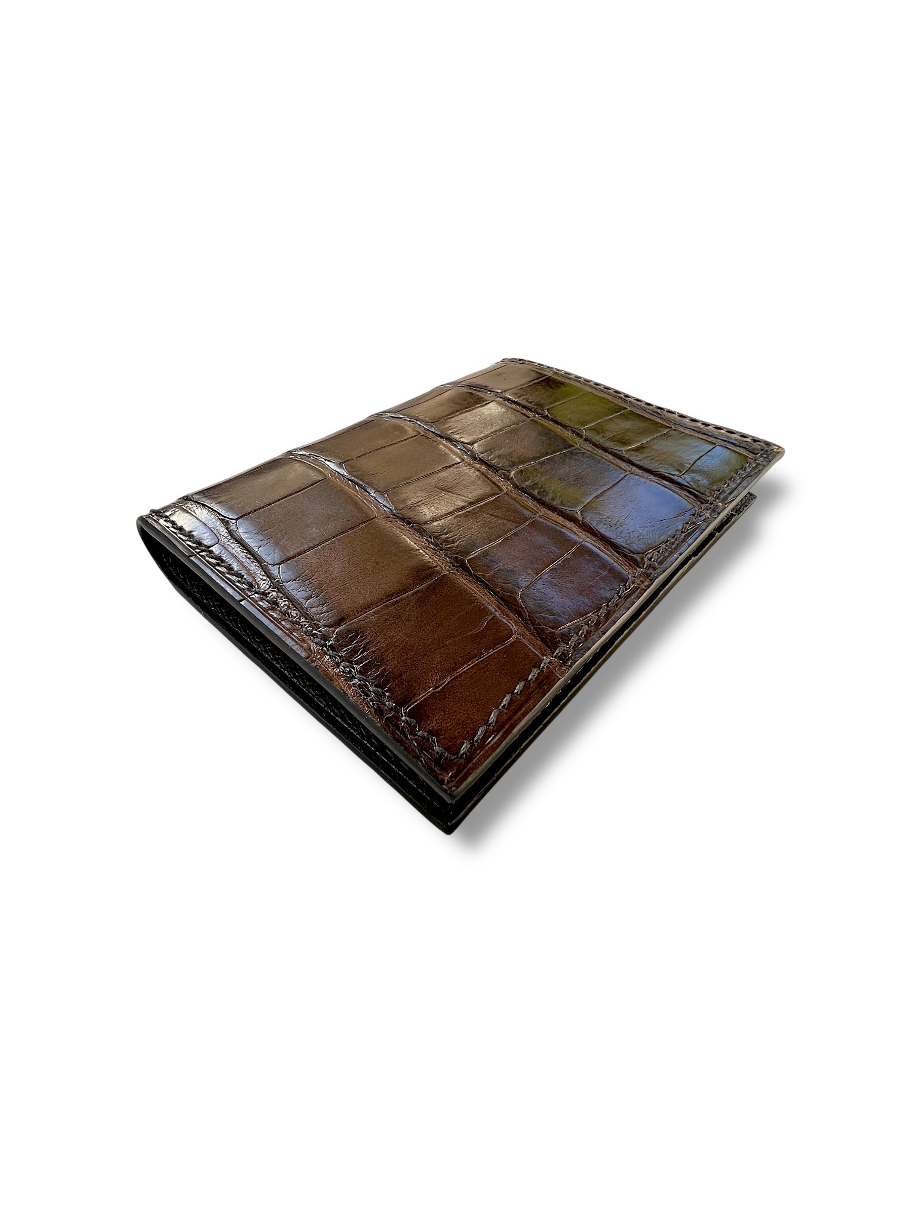 Camden wallet in alligator with chèvre interior, handcrafted by Jon Brady USA.