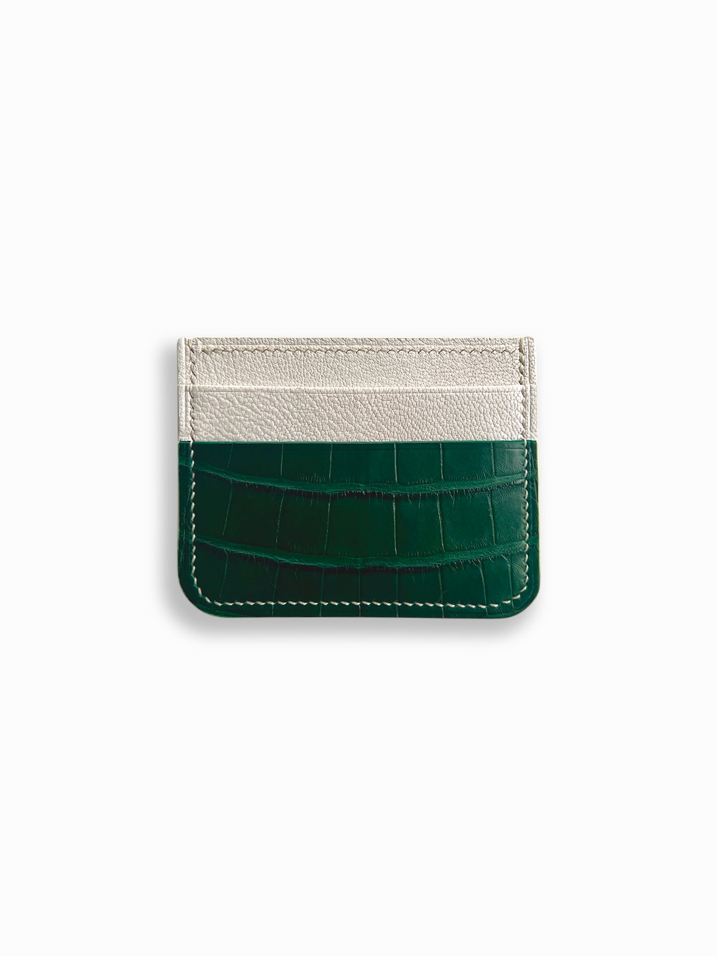Alligator cardholder in green and white