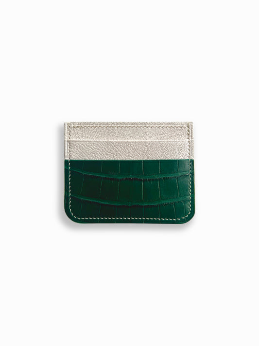 Alligator cardholder in green and white