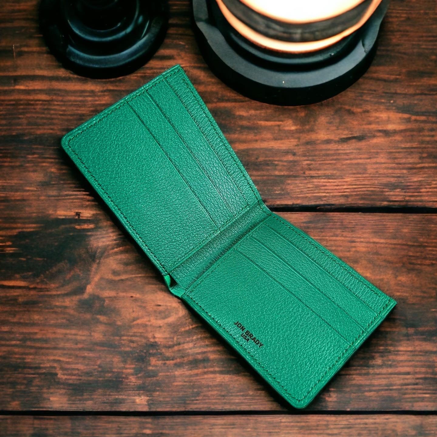 Black Gator and Green Chèvre Bifold